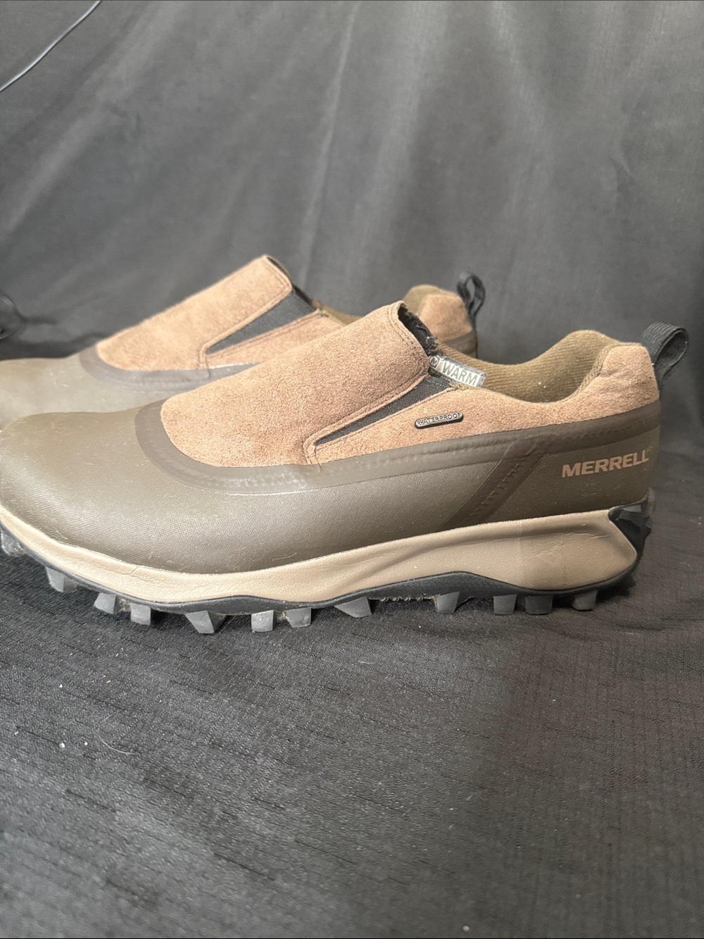 Merrell Men's Brown Suede Slip-On Snow Trail Shoes Size 14 Excellent Condition
